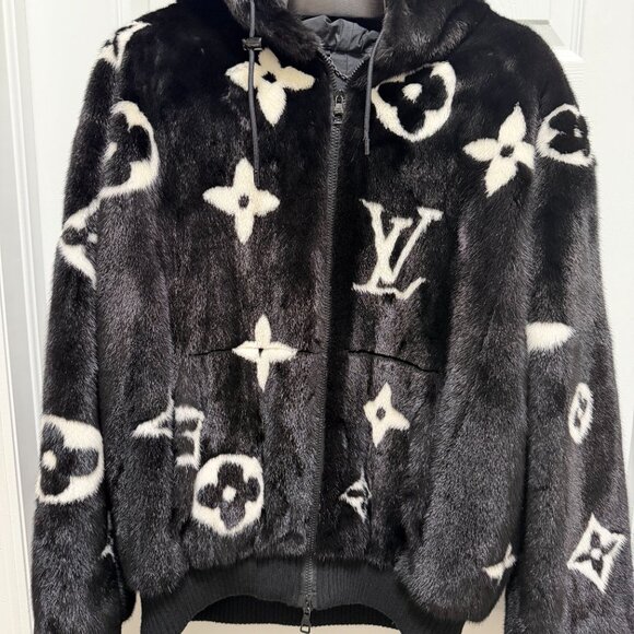 Authentic Louis Vuitton Monogram Mink Fur Hooded Coat - Picture 3 of 4